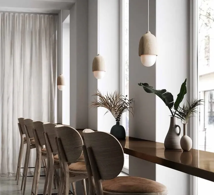 Suspension, Terho S, bois, tilleul, opalin, Ø13,5cm, H21,5cm - Mater