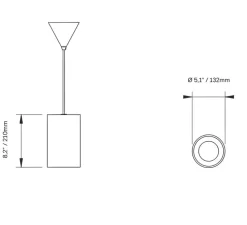 Suspension, Terra Big, lignes rouges, câble noir, IP20, Ø13,2cm, H21cm - Pott