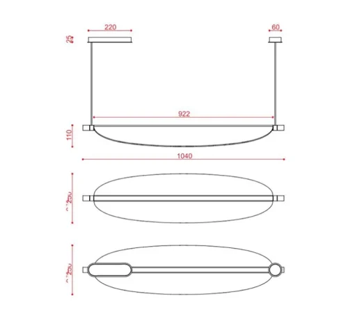 Suspension, Thula 562.22, corps noir, détail nickel, abat-jour noyer, IP40, LED, 2700K, 2600lm, L104cm, H11cm - Tooy