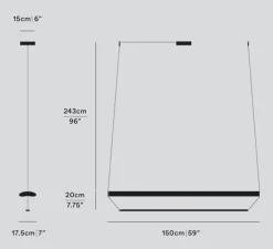 Suspension, Tier 150, cuivre anodisé, améthyste, LED, dim, 2700K, L150cm, H20cm - A-N-D