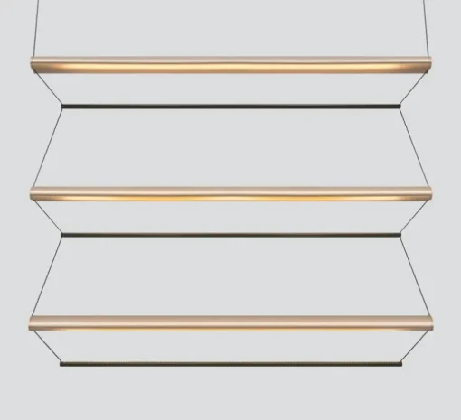Suspension, Tier 150, vertical, or anodisé, vert émeraude, LED, dim, 2700K, L150cm, H120cm - A-N-D