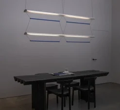 Suspension, Tier Grid 150, argent anodisé, bleu saphir, LED, dim, 2700K, L300cm, H70cm - A-N-D