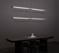 Suspension, Tier Grid 150, argent anodisé, bleu saphir, LED, dim, 2700K, L300cm, H70cm - A-N-D