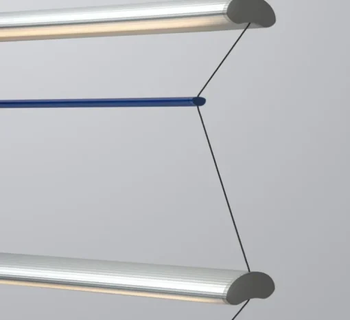 Suspension, Tier Grid 150, argent anodisé, bleu saphir, LED, dim, 2700K, L300cm, H70cm - A-N-D