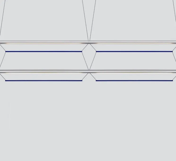 Suspension, Tier Grid 150, argent anodisé, bleu saphir, LED, dim, 2700K, L300cm, H70cm - A-N-D