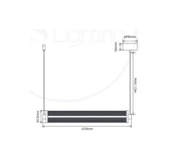Suspension, Tiffany horizontale, rose spinelle, LED, dim, 2700K, 1800 lm, L67cm, H9,25cm - Elements lighting