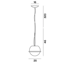 Suspension, Tonda Piccola, blanc, rouge-orangé, L30cm, H25cm - Foscarini