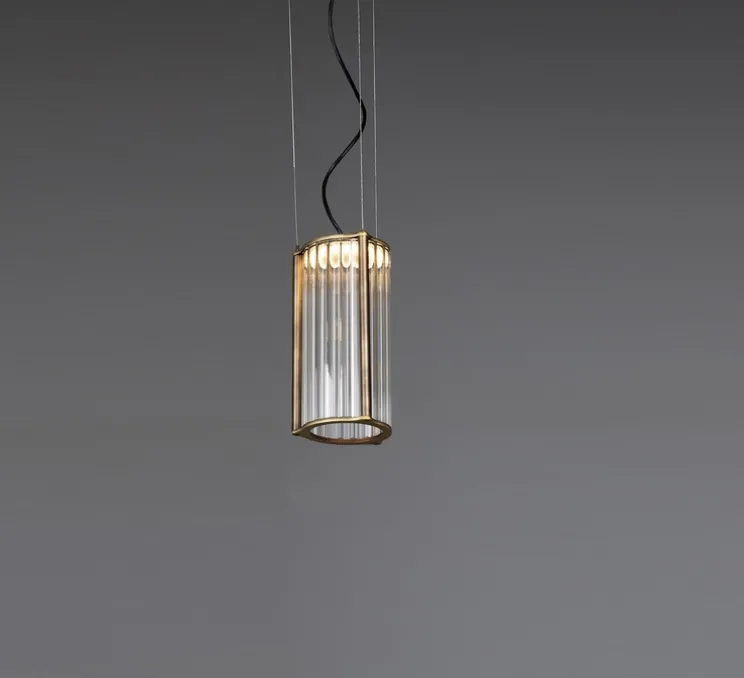Suspension, Totem II, transparent, bronze satiné, LED, dim, 2700K, 1520 lm, Ø13,5cm, H26cm - Alma light
