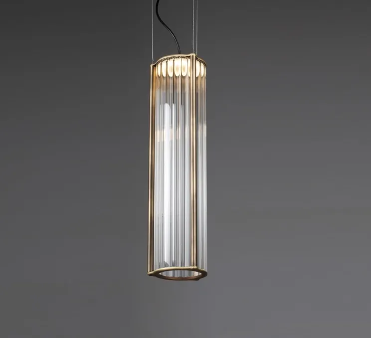 Suspension, Totem II, transparent, bronze satiné, LED, dim, 2700K, 1520 lm, Ø13,5cm, H51cm - Alma light