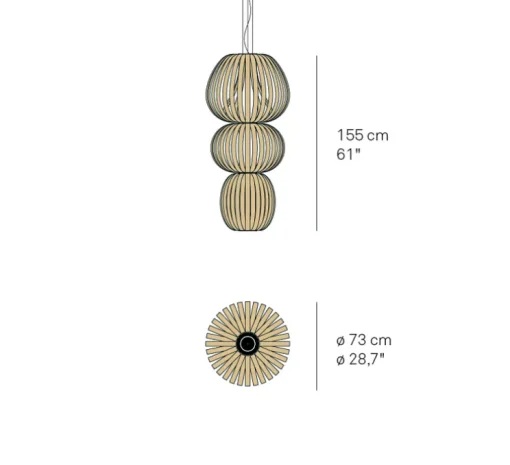 Suspension, Totem S, bois, cerisier naturel, LED, 3000K, 1795lm, Ø73cm, H155cm - LZF