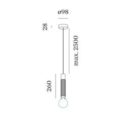 Suspension, Trace suspended 2.0, noir mat, champagne, Ø4,8cm, H26cm - Wever&Ducré