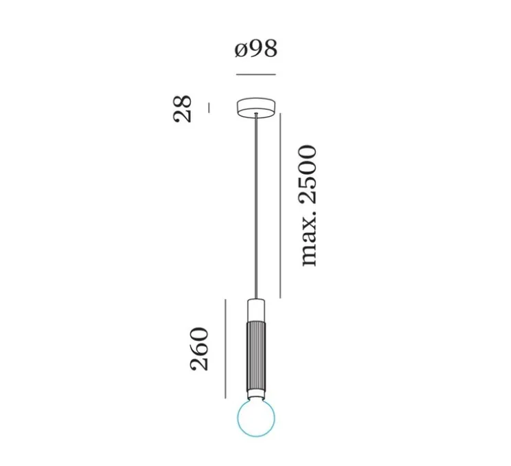 Suspension, Trace suspended 2.0, noir mat, champagne, Ø4,8cm, H26cm - Wever&Ducré