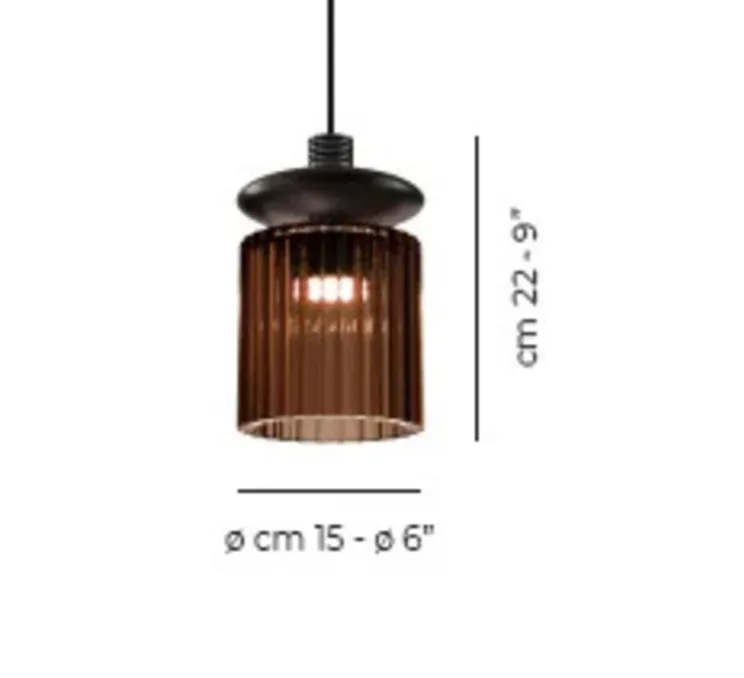 Suspension, TREAD SP, terre brûlé, transparent, LED, dim, 2700K, 1500 lm, Lcm, H22cm - Vistosi