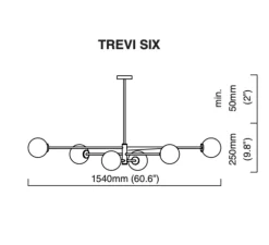 suspension, TREVI 6 , laiton, L154cm, H25cm - Cto Lighting