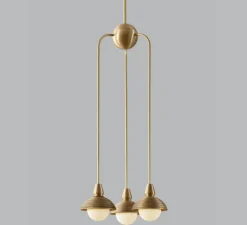 Suspension, Triple, Eos L, laiton brossé, Ø15,7cm, H90cm - Bert franck