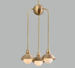 Suspension, Triple, Eos S, laiton brossé, Ø15,7cm, H70cm - Bert franck