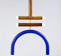 Suspension, TRN F2, ocre, marron, bleu cobalt, L58cm, H85cm - Pani Jurek