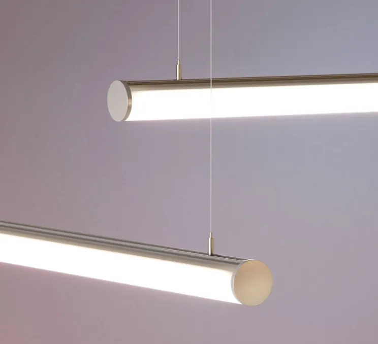 Suspension, Tubi D-60, blanc, LED, dim, 4000K, 6882 lm, L197cm, H6,2cm - Beneito Faure