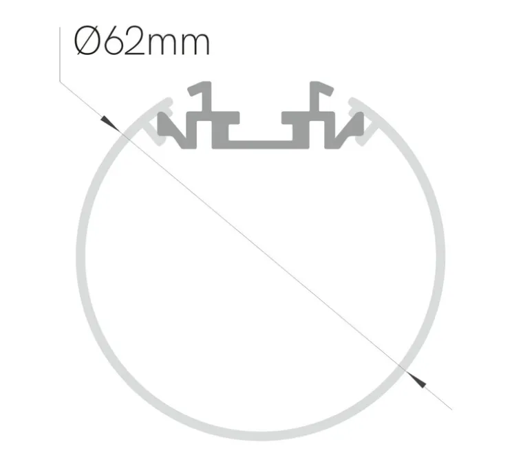Suspension, Tubi D-60, blanc, LED, dim, 4000K, 6882 lm, L197cm, H6,2cm - Beneito Faure