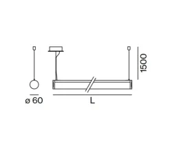 Suspension, TUBO 60, blanc, LED, dim, 3000K, 7110 lm, L237cm, H6cm - XAL