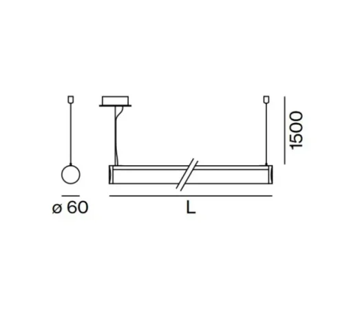 Suspension, TUBO 60, blanc, LED, dim, 3000K, 7110 lm, L237cm, H6cm - XAL