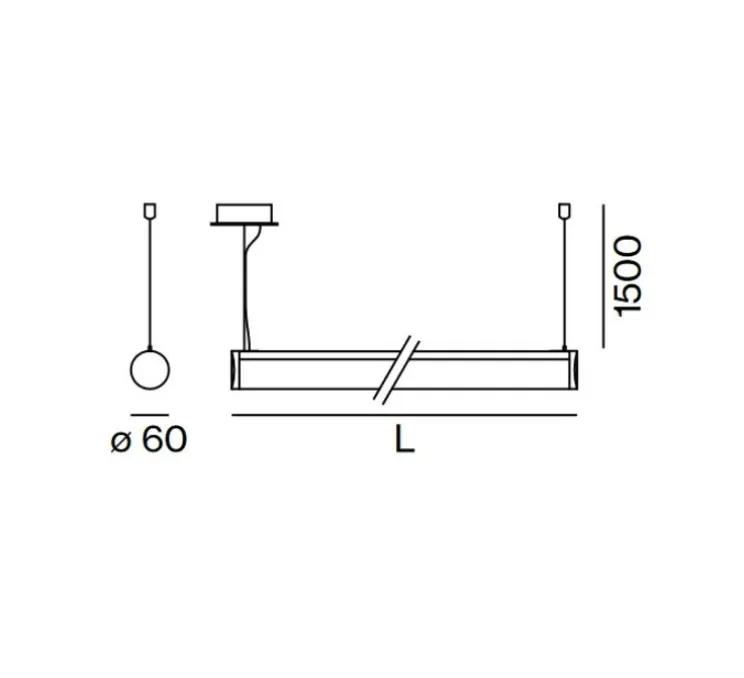 Suspension, TUBO 60, blanc, LED, dim, 3000K, 7110 lm, L237cm, H6cm - XAL