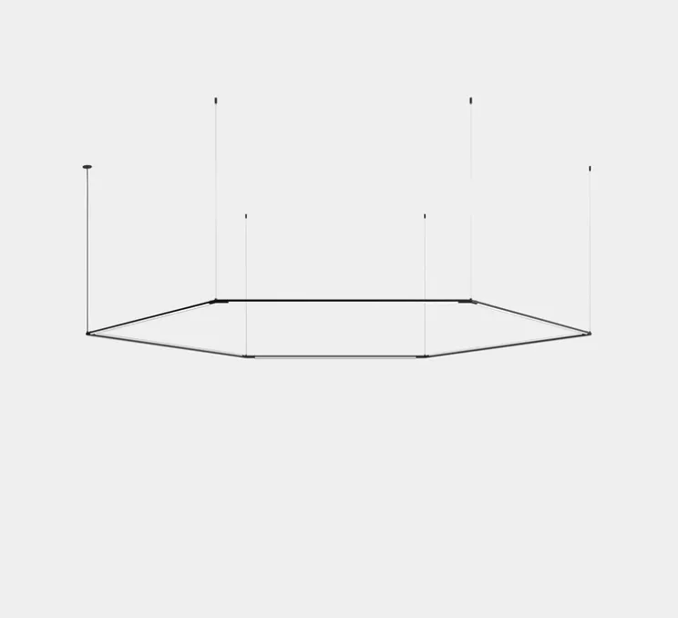 Suspension, Tubs Modular Hexagonal, noir, LED, dim, 3000K, 6762 lm, L203,4cm, H250cm - LEDS C4