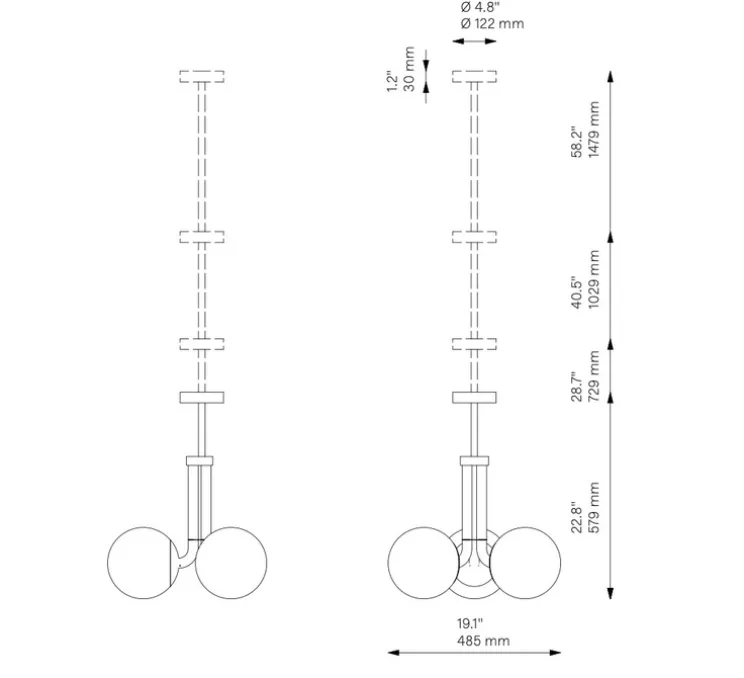 Suspension, Tubular SM, Laiton laqué bruni, Ø48,5cm, H57,9cm - Schwung