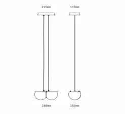 Suspension, Twin 3.0, Bleu, laiton brossé, L28cm, H15cm - SkLO Studio