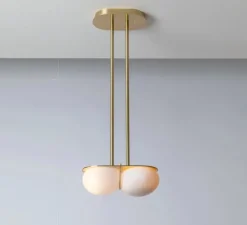 Suspension, Twin 4.0, Oyster, laiton brossé, L28cm, H15cm - SkLO Studio