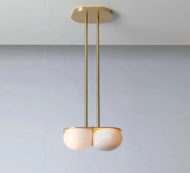 Suspension, Twin 4.0, Oyster, laiton brossé, L28cm, H15cm - SkLO Studio