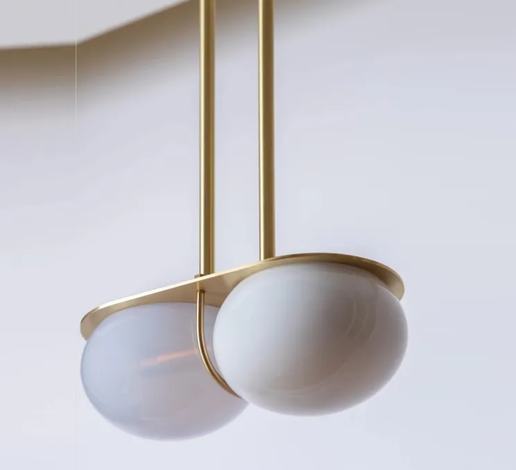 Suspension, Twin 4.0, Oyster, laiton brossé, L28cm, H15cm - SkLO Studio