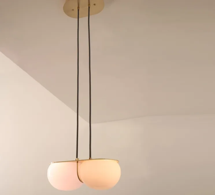 Suspension, Twin 3.0, Oyster, laiton brossé, L28cm, H15cm - SkLO Studio