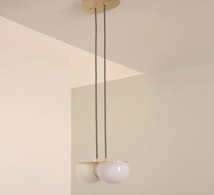 Suspension, Twin 3.0, Oyster, laiton brossé, L28cm, H15cm - SkLO Studio