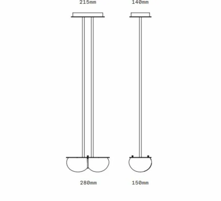 Suspension, Twin 4.0, Rose pastel, laiton brossé, L28cm, H15cm - SkLO Studio