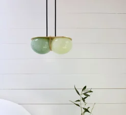 Suspension, Twin 3.0, Vert, laiton brossé, L28cm, H15cm - SkLO Studio