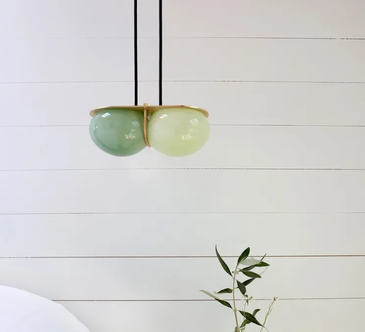 Suspension, Twin 3.0, Vert, laiton brossé, L28cm, H15cm - SkLO Studio