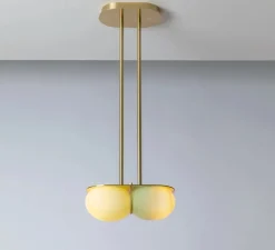 Suspension, Twin 4.0, Vert, laiton brossé, L28cm, H15cm - SkLO Studio