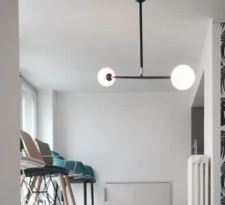 Suspension, Two Spheres, noir et blanc, H71cm, L90cm - Atelier Areti