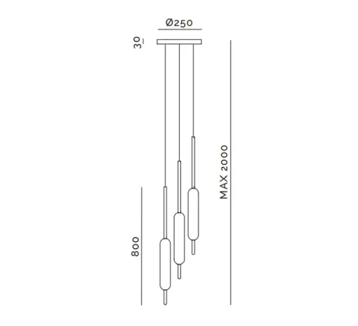 Suspension, Typha 02, blanc et laiton, LED, 2700K, 3600lm, Ø5cm, H80cm - Il Fanale