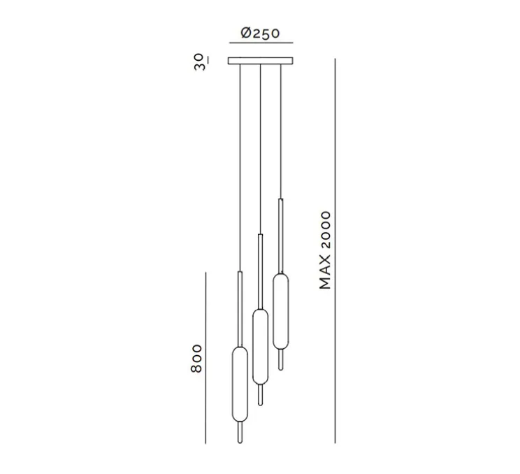 Suspension, Typha 02, blanc et laiton, LED, 2700K, 3600lm, Ø5cm, H80cm - Il Fanale