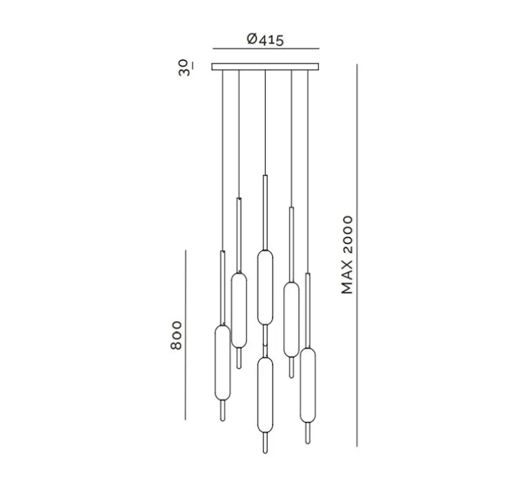 Suspension, Typha 03, blanc et laiton, LED, 2700K, 7200lm, Ø5cm, H80cm - Il Fanale