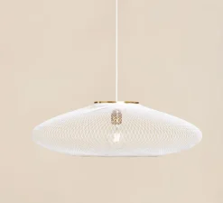 Suspension, UFO full Medium, blanc, câble blanc, Ø60cm, H18cm - Atelier Robotiq