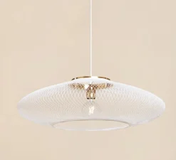 Suspension, UFO full Medium, blanc, câble blanc, Ø60cm, H18cm - Atelier Robotiq