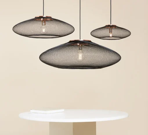 Suspension, UFO Full Small, noir charbon, câble noir et blanc, Ø40cm, H12cm - Atelier Robotiq