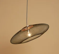 Suspension, UFO Full Small, noir charbon, câble noir et blanc, Ø40cm, H12cm - Atelier Robotiq