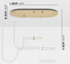 Suspension, Unseen, 3 pendants, LED, dim, 2700K, 2410 lm, L180cm, H82cm - Petite Friture