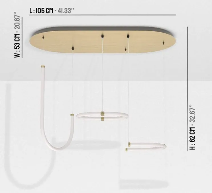 Suspension, Unseen, 3 pendants, LED, dim, 2700K, 2410 lm, L180cm, H82cm - Petite Friture