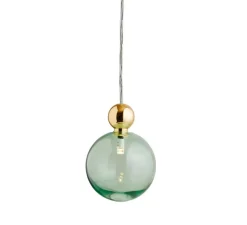 Suspension, Uva L, avec rosace, vert forêt et or brillant, Ø10cm, H15cm - Ebb and Flow