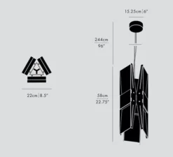 Suspension, Vector, 3 panneaux, noir, LED, dim, coupure de phase, 2700K, Ø22cm, H58cm - A-N-D
